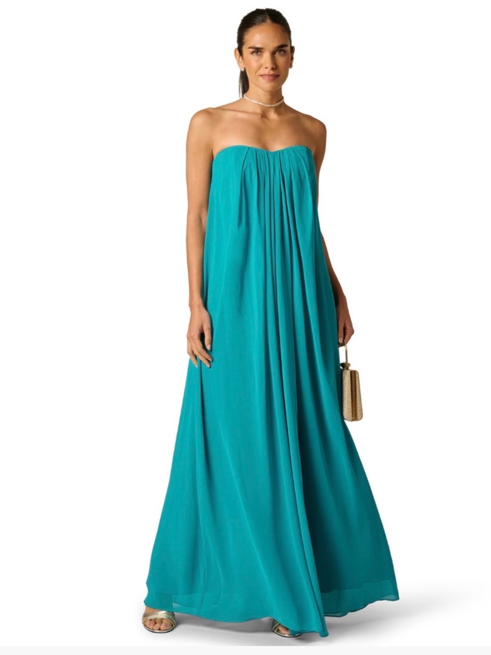 Adrianna Plus Size Strapless Turquoise Ball Gown 20W NWOT